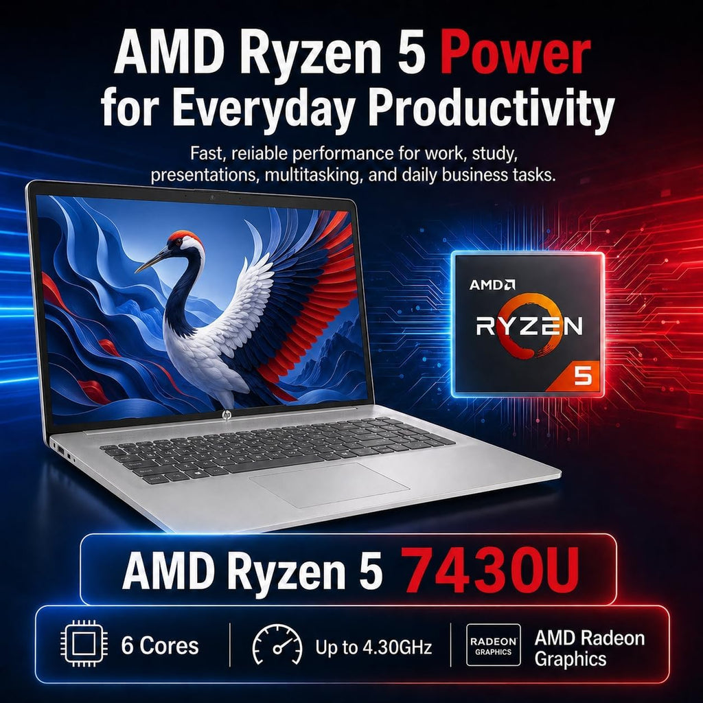 HP 17.3inch FHD Laptop Computer for Work & Study - 16GB RAM, 512GB SSD, AMD Ryzen 5 7430U Processor, Wifi6, Win11 Pro, Computer Multitask for Remote Work,Online Meetings, Students & Home Office