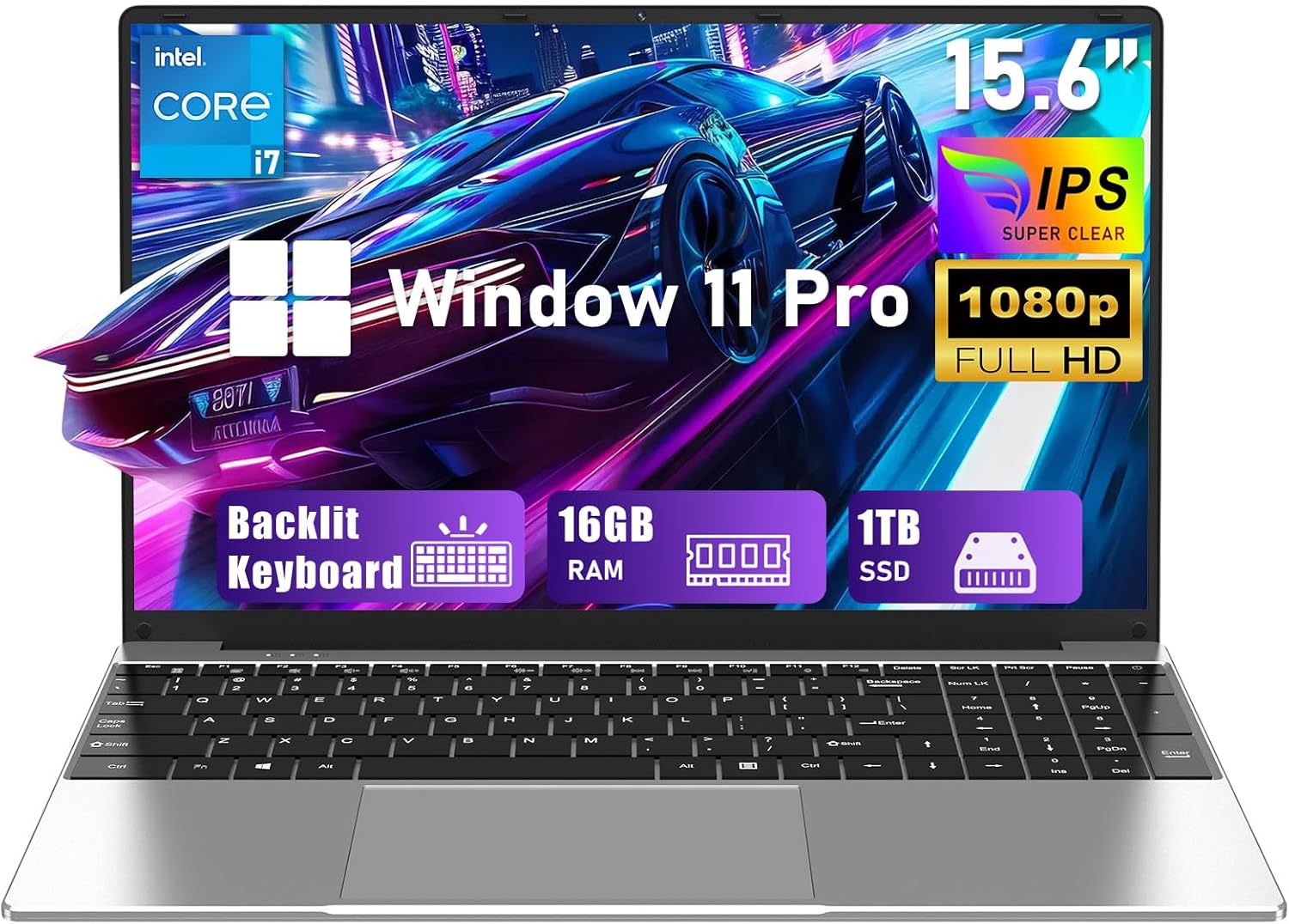 2026 Gaming Laptop,15.6" Windows 11 Pro Laptops Computer with Office 365,16GB RAM 1TB SSD,Intel core i7(Up to 3.9GHz),Backlit Keyboard,Mini HDMI,cam|Mic,Portable Thin for Gming College Student Work