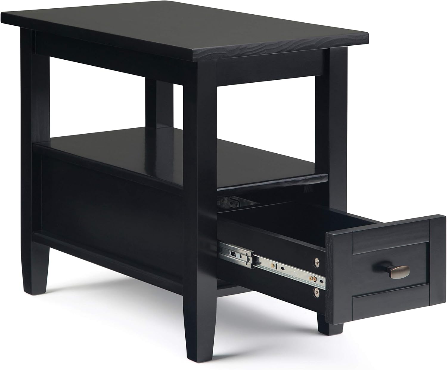 SIMPLIHOME Warm Shaker Solid Wood 14 inch Wide Transitional-Style Narrow Side Tables in Black for the Living Room and Bedroom (Set of 2)
