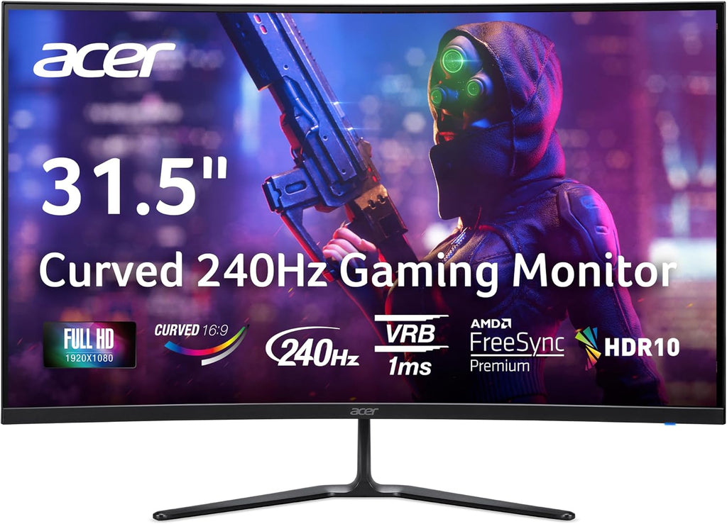 acer Nitro 31.5” Gaming Monitor | Full HD 1920 x 1080 | 1500R 16:9 Curved | AMD FreeSync Premium | 240Hz Refresh Rate | 1ms (VRB) | 1 x Display Port 1.4 & 2 x HDMI 2.1 Ports | ED320Q W0biip