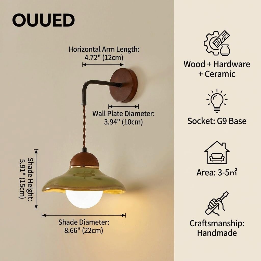 Mid-Century Artisan Iron Sconce, Handcrafted Industrial Wall Hanging Lamp with Rich Walnut Texture Finish; Elegant Decorative Lighting Fixture for Sophisticated Bedroom, Corridor and Studio