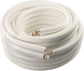 Wostore 50Ft. Mini Split Line Set Includes Two Pipes 1/4" & 3/8" O.D. 3/8" Thickened PE Insulated Coil Copper Line with Nuts for Air Conditioner HVAC Refrigeration and Heating Equipment