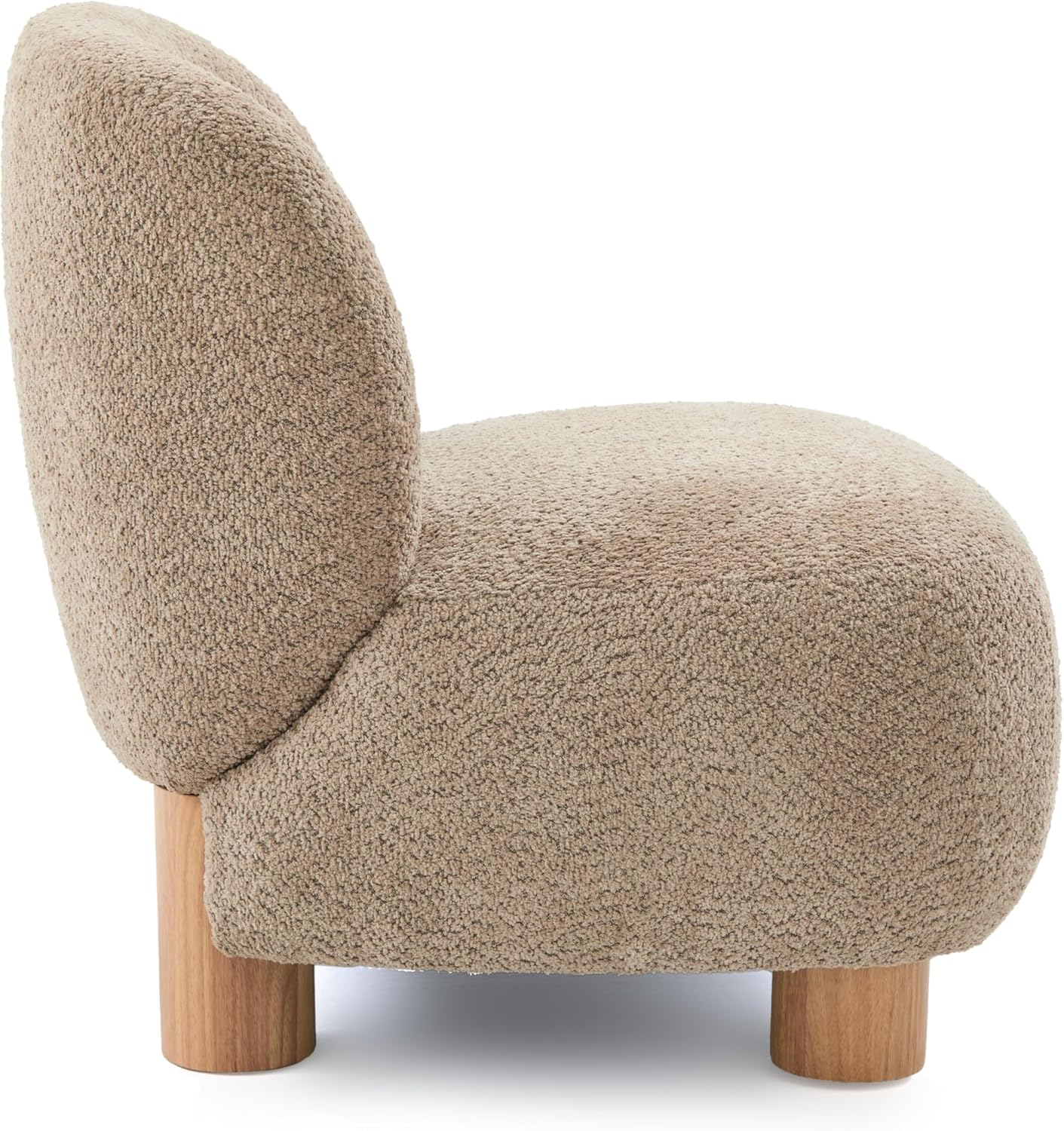 Christopher Knight Home Modern Low Profile Accent Chair for Living Room, Boucle Upholstered Armless Chair with Rubberwood Legs, Comfy Lounge Armchair, Plush Cloud-Like Seating for Bedroom, Light Brown