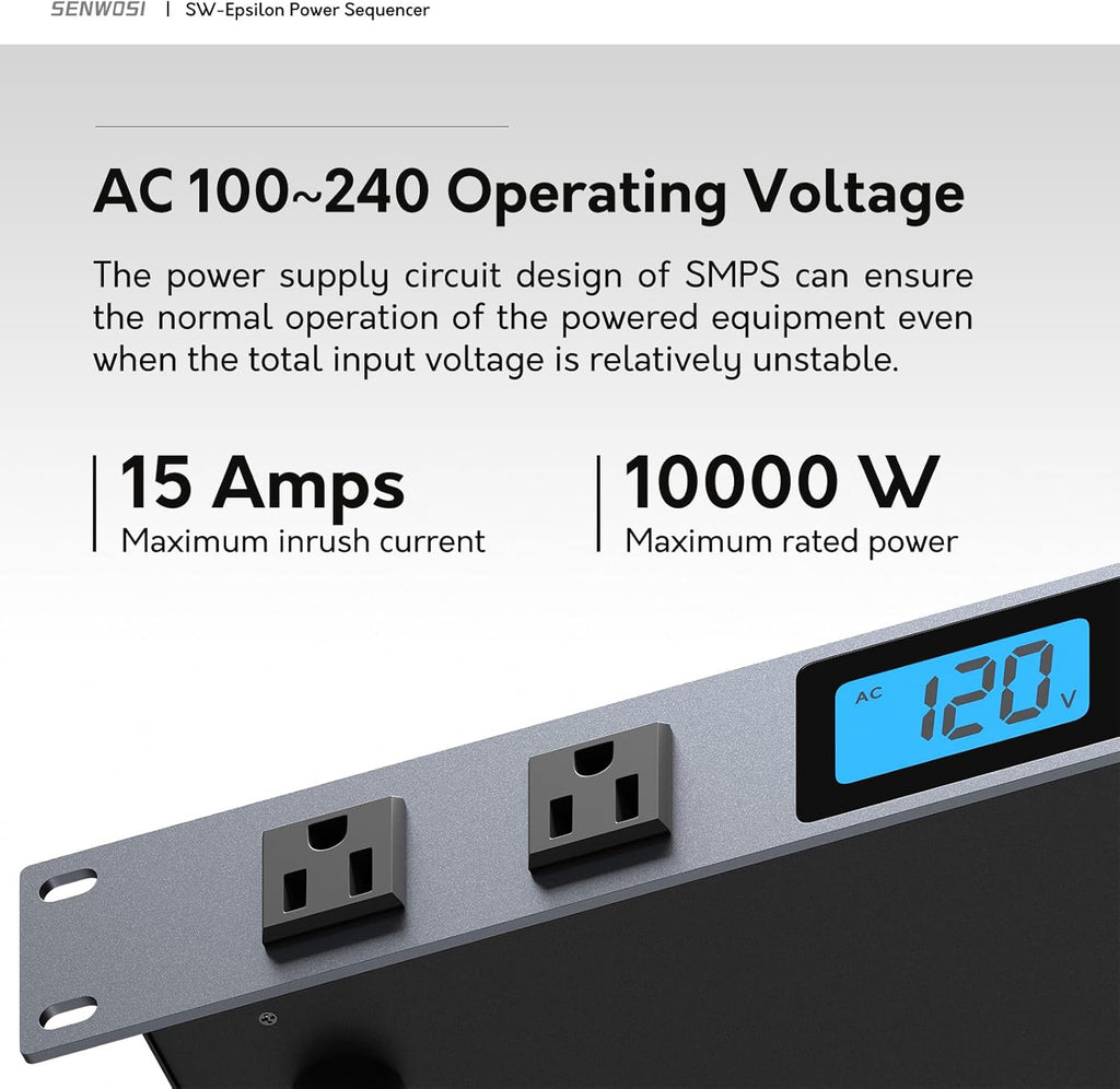 SW-Epsilon 10 Socket Power Conditioner/Surge Sequencer USB Type-C/Type-A Charger
