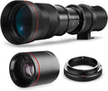 High-Power 420-1600mm f/8.3 HD Manual Telephoto Zoom Lens for Canon EOS 70D, 80D, 90D, Rebel T3, T3i, T5, T5i, T6i, T6s, T7, T7I, T8I, SL3, EOS 5D, EOS5D IV, 6D II, 7D II SLR Cameras