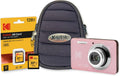 KODAK PixPro FZ55 Friendly Zoom Pastel Pink 16MP Full HD Digital Camera Bundle with High-Speed 128GB SD Card and Small Pouch Black Case (3 Items)
