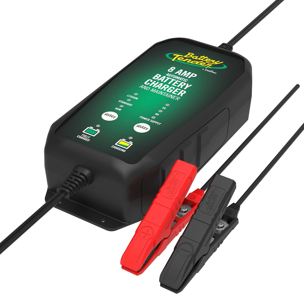 Battery Tender Power Tender 8 AMP / 2 AMP 12V Battery Charger and Maintainer – Fast Charging, Power Supply, IP65 Weather Resistant – Compatible with Lead Acid, AGM, Gel, & Lithium - 022-1005-DL-WH