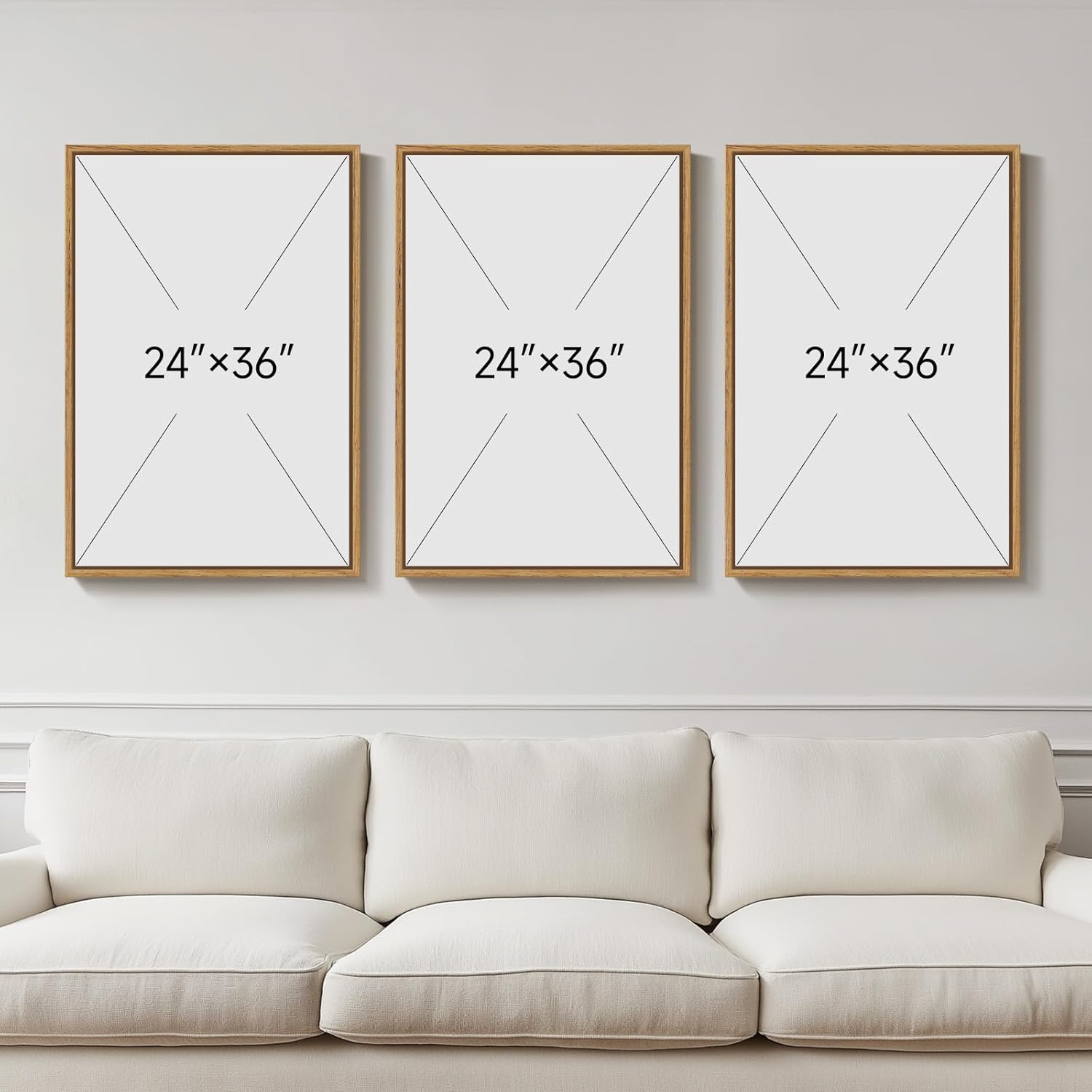 Framed Modern Farmhouse Tree Ring Wall Art for Living Room, 3 Piece Large Neutral Canvas Prints Paintings, Rustic Nature Wood Stump Pictures Artwork for Bedroom Hallway Office Walls Decor, 24x36 Inch
