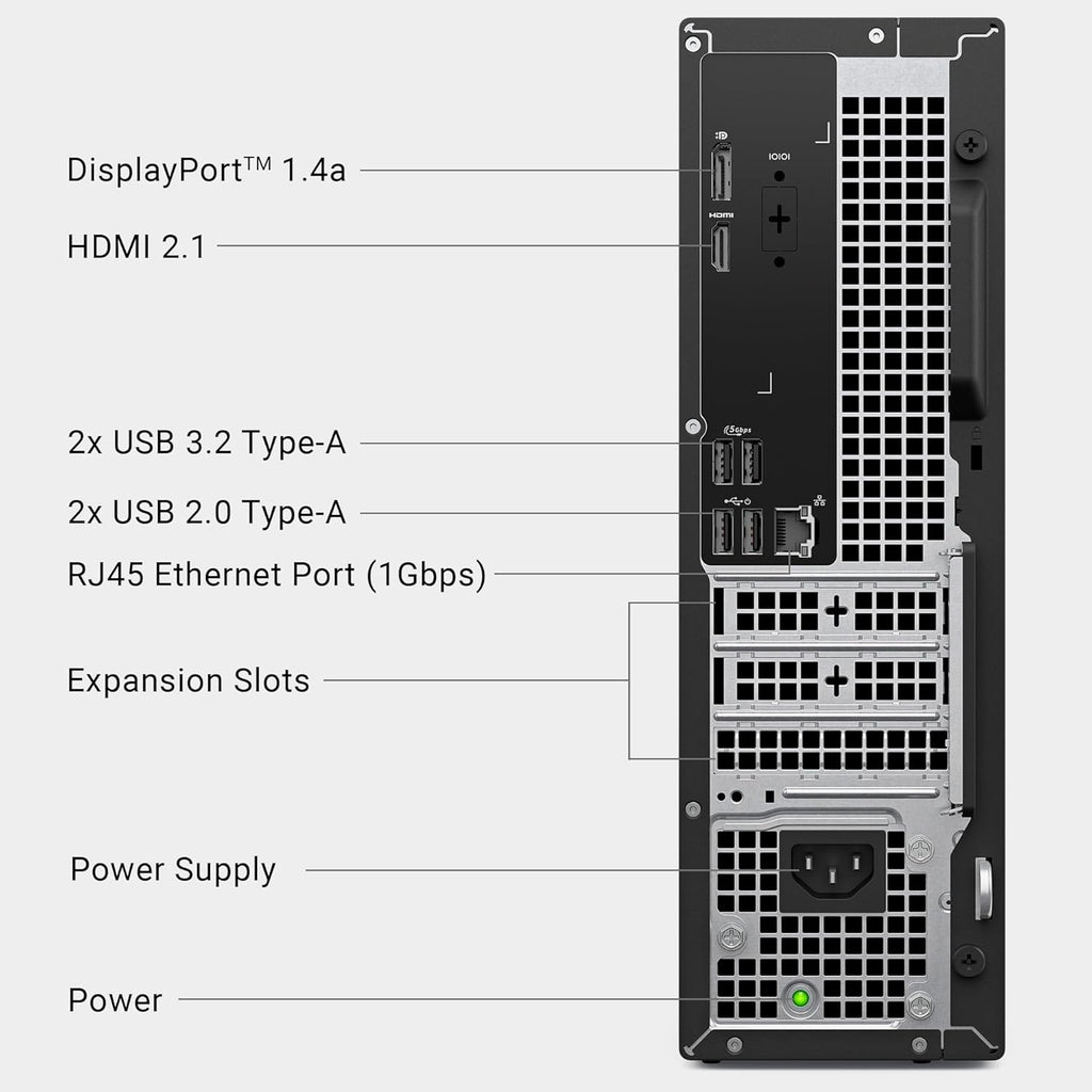 Dell Slim Desktop ECS1250 - Intel Core Ultra 5-225 Processor, UHD Graphics, 16GB Memory, 512GB M.2 SSD, 3.0 SD Card Reader, Wired Keyboard and Mouse, Windows 11 Home, Onsite+Migrate Service