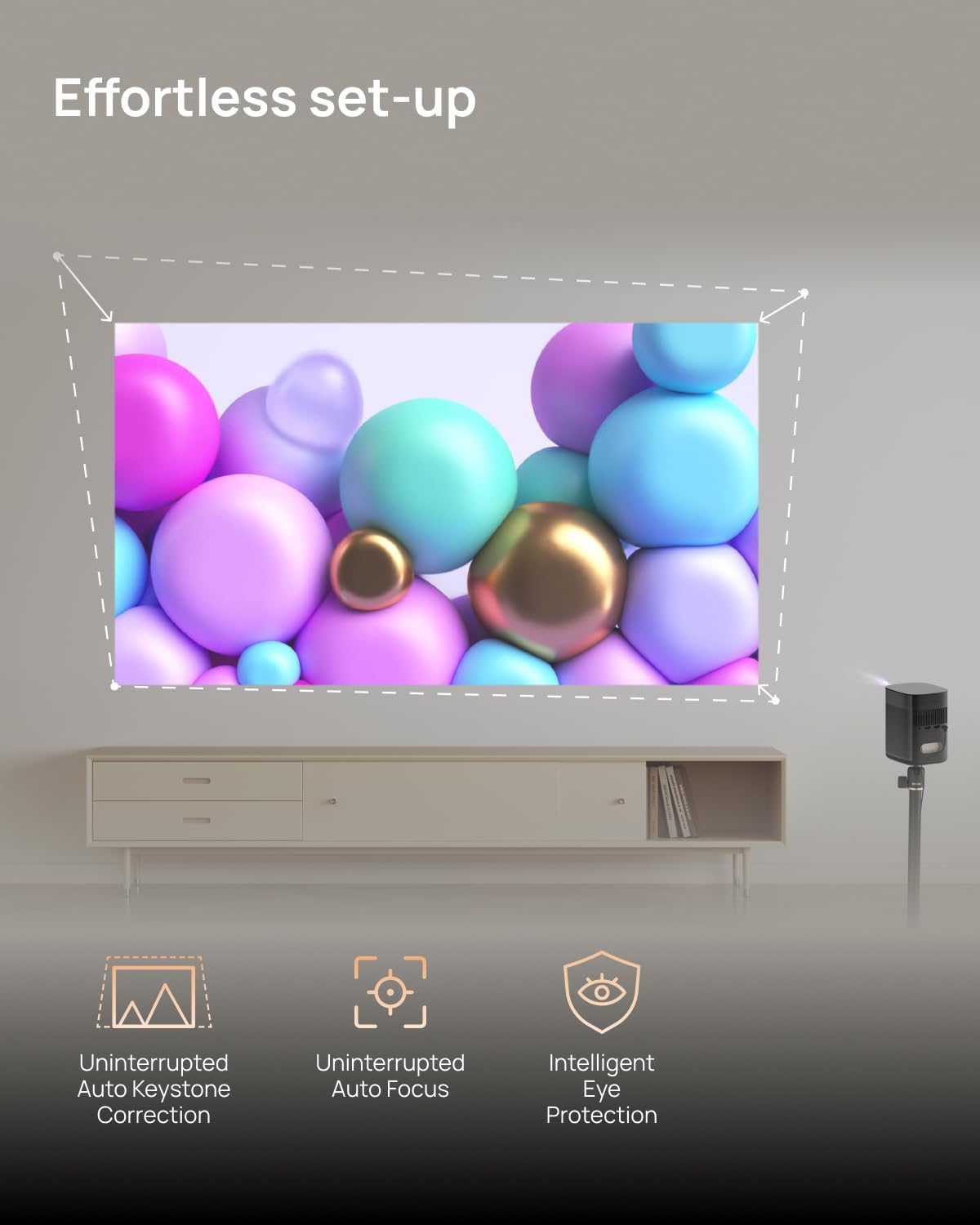 XGIMI MoGo 2 Pro (New) 1080P Portable Projector, Google TV with Licensed Netflix, with WiFi and Bluetooth, 430 ISO Lumens, 2X8W Speakers, Supports 4K, Auto Focus, Object Avoidance, Screen Adaption