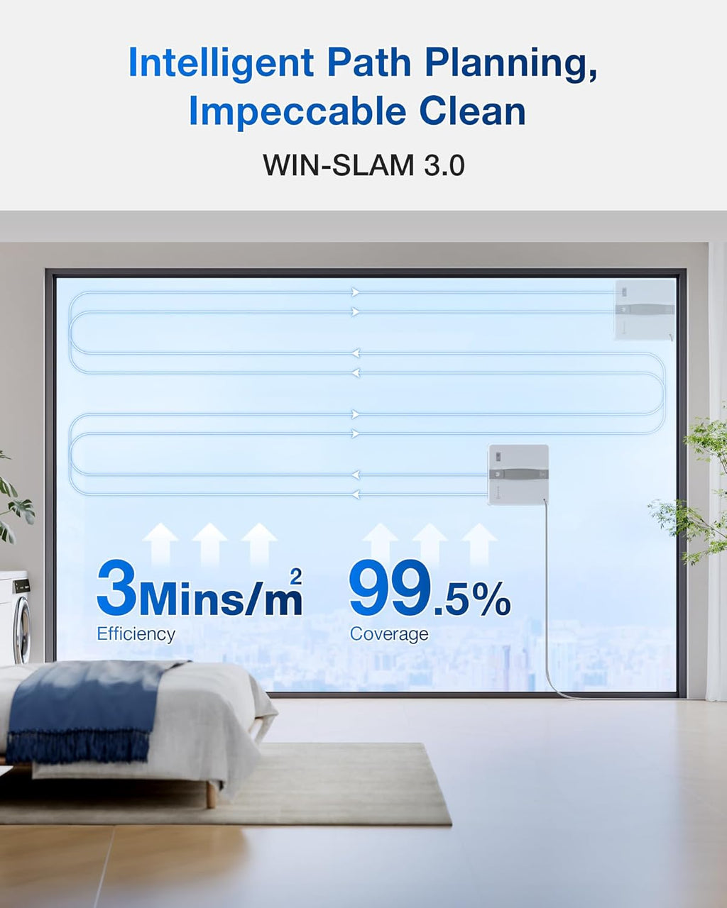 ECOVACS (2026 Version) WINBOT Mini Window Cleaning Robot - Compact Design, Dual Nozzles with Ultrasonic Spray, 9-Stage Protection System, Intelligent Path Planning, 3 Cleaning Modes