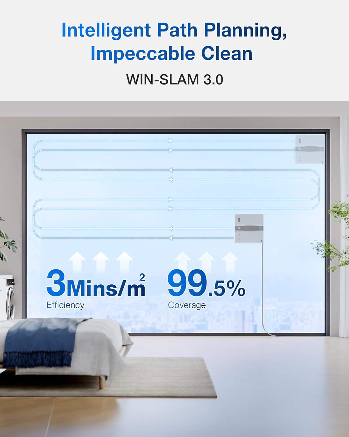 ECOVACS (2026 Version) WINBOT Mini Window Cleaning Robot - Compact Design, Dual Nozzles with Ultrasonic Spray, 9-Stage Protection System, Intelligent Path Planning, 3 Cleaning Modes