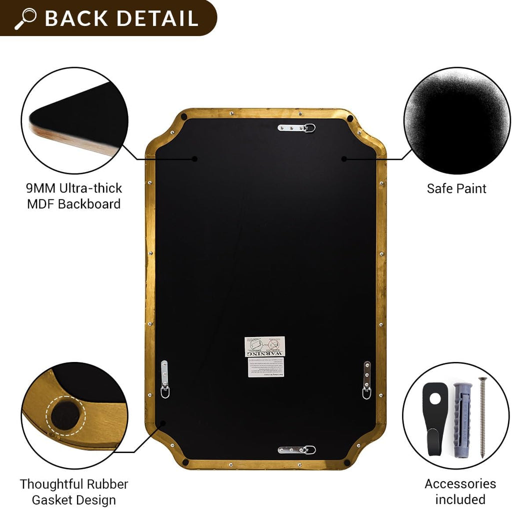 ANDY STAR Brushed Gold Mirror, 24"x32" Bathroom Vanity Mirror, Unique Rectangular Bathroom Mirror with Stainless Steel Metal Framed, Wall Mounted Decorative Mirror (Horizontal/Vertical)