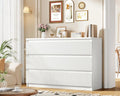 Jocoevol 6 Drawer Dresser, Fluted Dresser for Bedroom with Sleek Hidden Handles, Bedroom Dressers with Drawers, Wood Closet Clothes Storage Organizer for Bedroom, Pure White