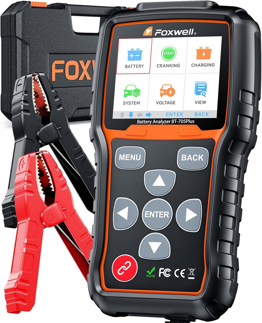 FOXWELL BT705 Plus Car Battery Tester 24V 12V Load Tester, 100-2000CCA Automotive Starter Alternator Tester, Digital Cranking Charging System Tester for Car Truck Marine Heavy Duty, Upgraded BT705