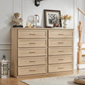 RWYHG Dresser Set for Bedroom with 5 Drawers 45" Tall Wood Closet Organizer with Metal Handle Furniture for Living Room Hallway Natural