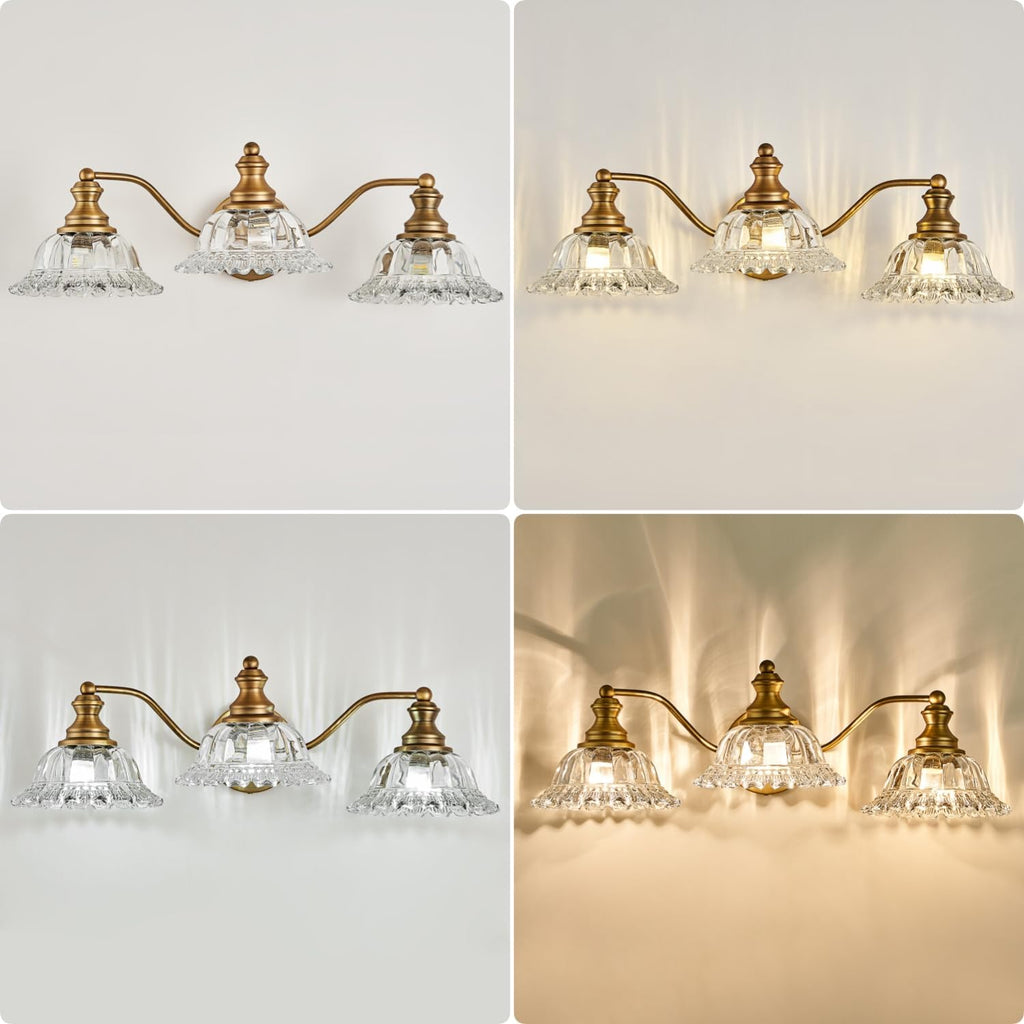 XIEDUN Vintage Bathroom Vanity Light Fixture 3 Lights Vanity Lighting Matte Antique Brass Vanity Light for Bathroom