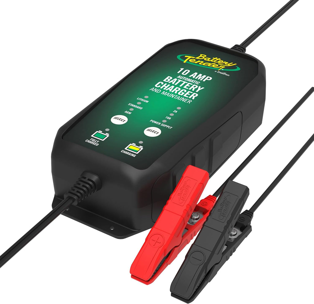 Battery Tender Power Tender 10 AMP / 2 AMP 12V Battery Charger and Maintainer – Fast Charger, Power Supply, IP67 Waterproof – Compatible with Lead Acid, AGM, Gel, & Lithium - 022-1006-DL-WH