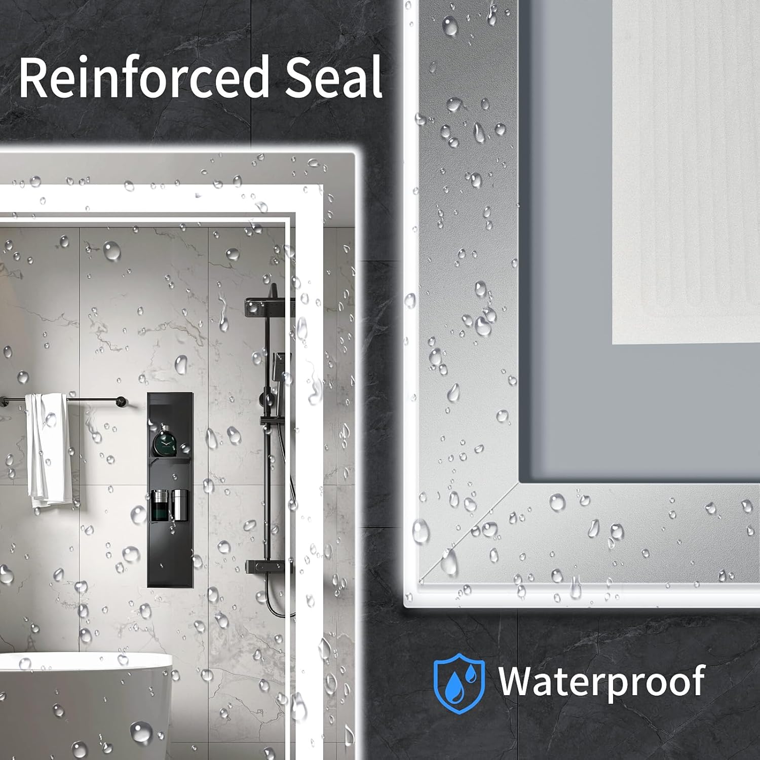 42"x24" LED Bathroom Mirror with Anti-Fog, Stepless Dimmable Lights, 3 Color Modes, Shatter-Proof Tempered Glass,Waterproof Design