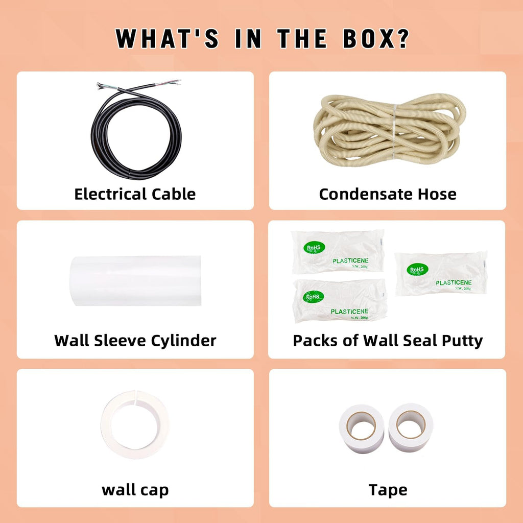 Wostore 25 Ft. Line Set 1/4&3/8 Inch 3/8" PE for Mini Split Air Conditioner Copper Pipes Insulated Coil HVAC with Fittings