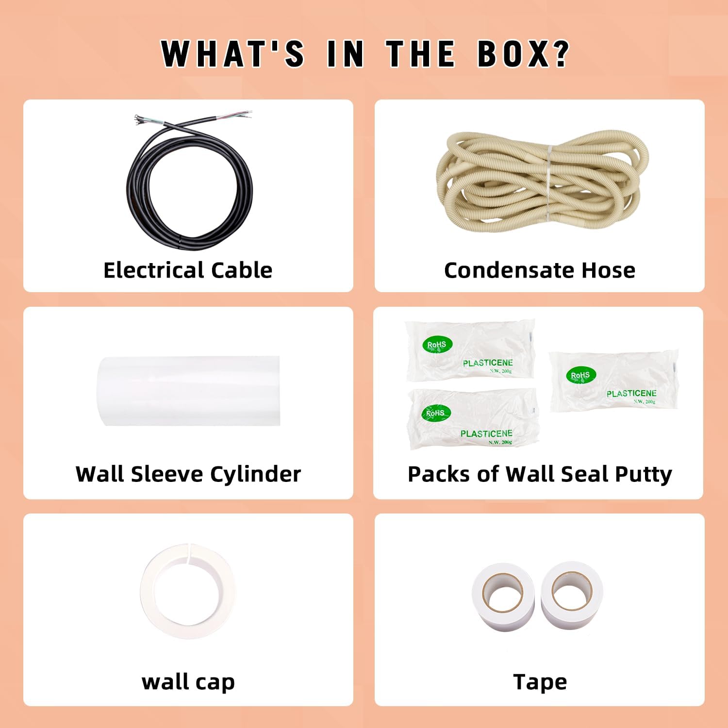 Wostore 25 Ft. Line Set 1/4&3/8 Inch 3/8" PE for Mini Split Air Conditioner Copper Pipes Insulated Coil HVAC with Fittings