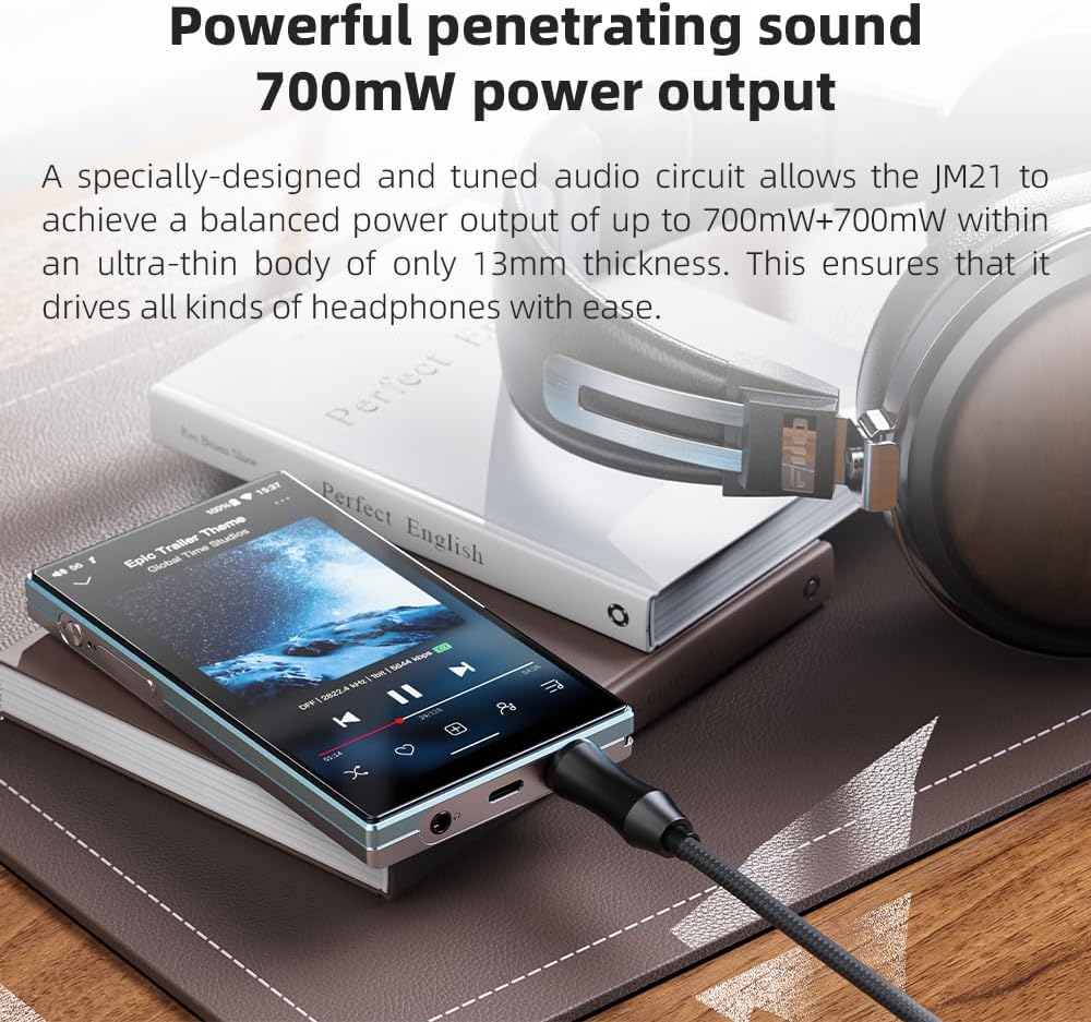 160G MP3 Player, JadeAudio/FiiO JM21(3+32G) Android 13 Hi-Res Music Player with Snapdragon 680, Bluetooth WiFi USB DAC 12.5H Playtime, up to 2TB (Black with 128G SD Card)