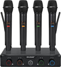 MELONARE 4-Channel Wireless Microphone System, UHF Compact Cordless Mic Set w/ 4x10 Frequencies, 200ft Range, Dynamic Handheld Microphone for Singing, Karaoke, Church, DJ, Wedding (MWM-41-4H)