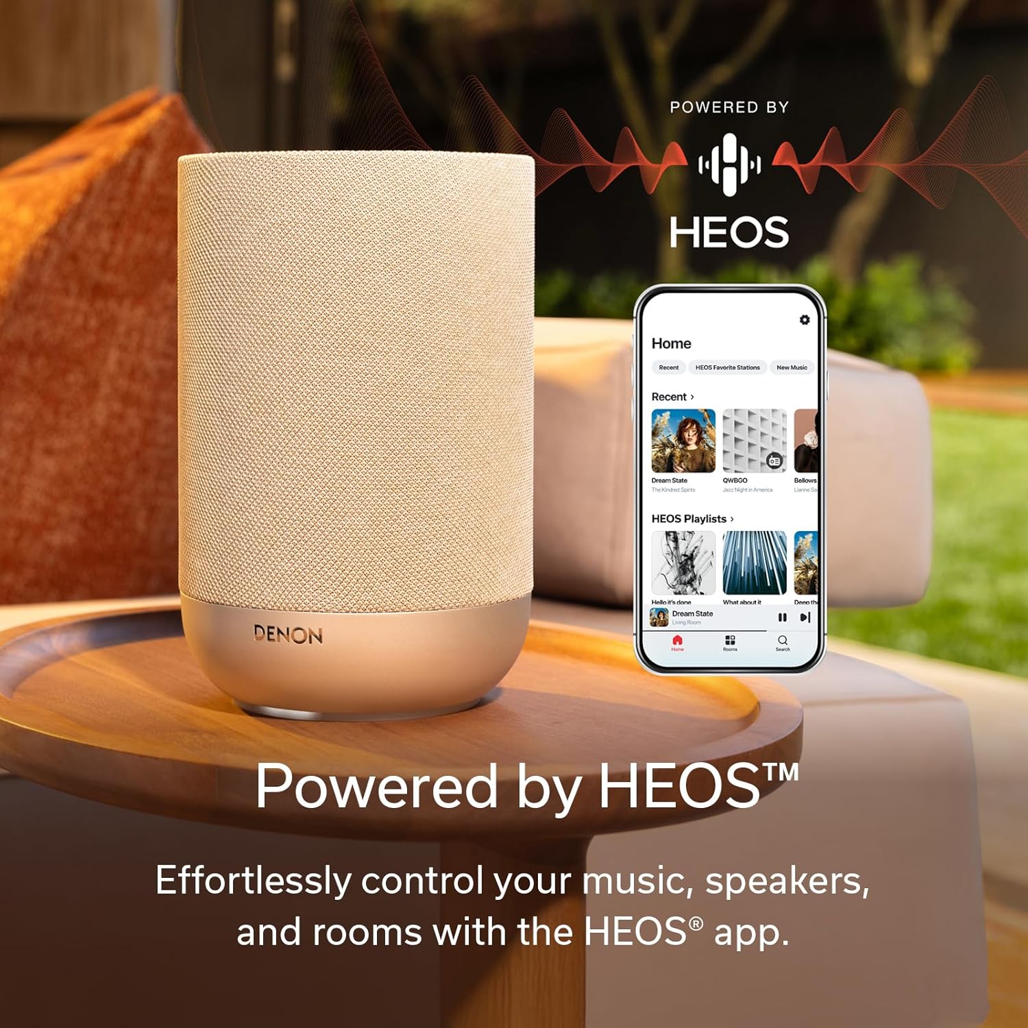 Denon Home 200 Speaker, Wireless Speaker with Stereo and 3D Dolby Atmos Music, Home Audio Device, HEOS Multiroom Music Control, Wi-Fi, Bluetooth, AirPlay 2, Charcoal