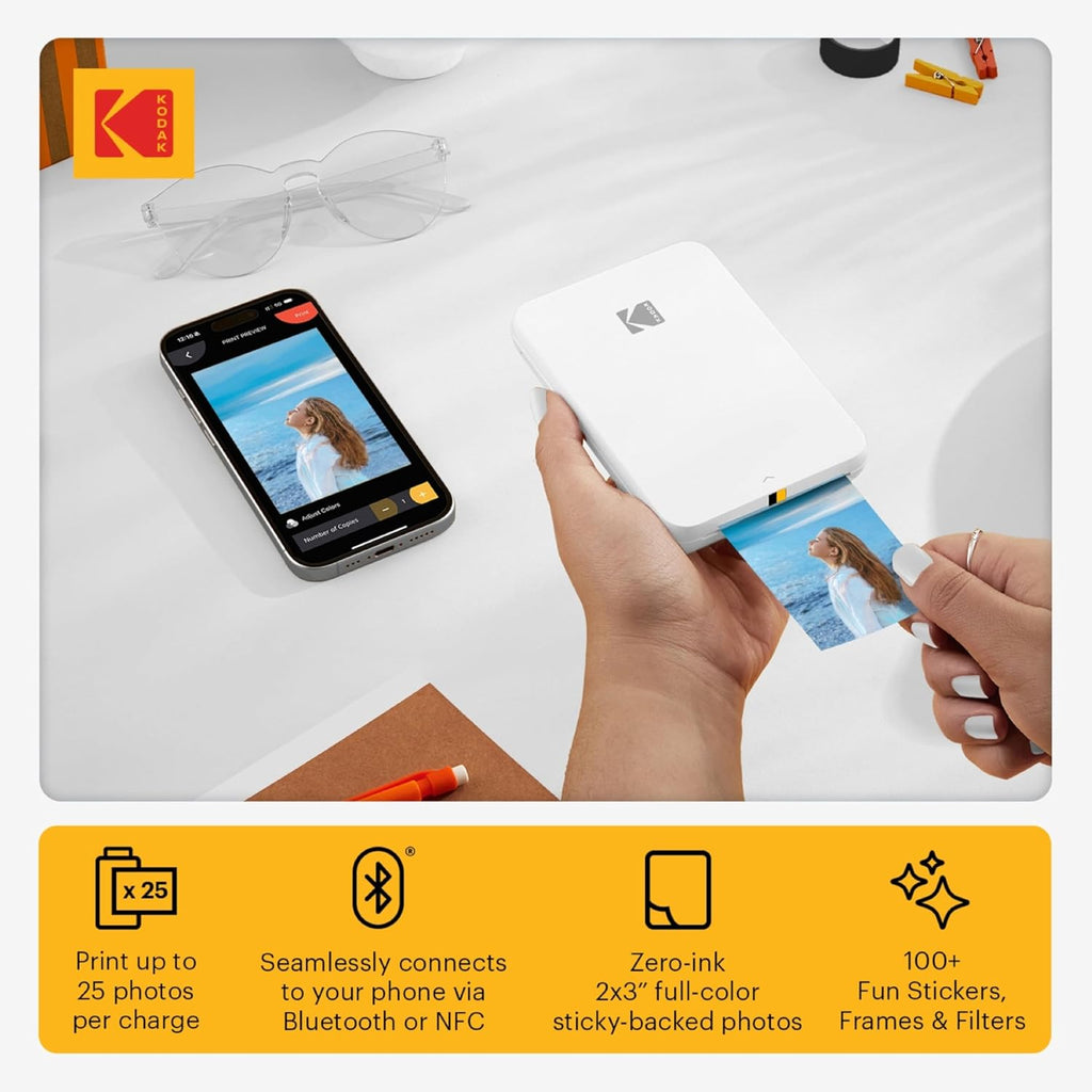 Kodak Step Slim Instant Mobile Photo Printer - Kit: 20 Pack Zink Paper, Case, Photo Album, Markers, Sticker Sets