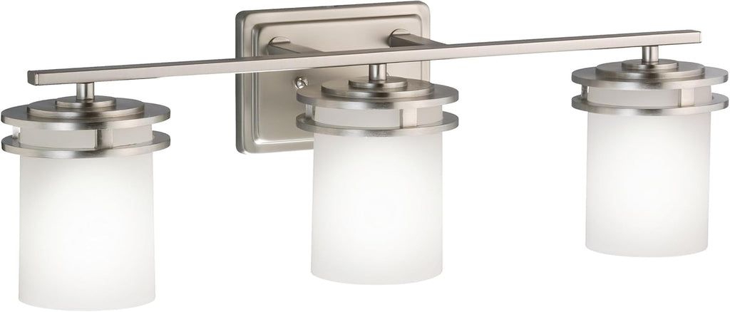 Kichler Hendrik 24" Vanity Light in Brushed Nickel, 3-Light Modern Bathroom Vanity with Satin Etched Cased Opal Glass, (24" W x 8" H), 5078NI