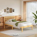 Askeld Wood Twin XL Bed Frame with Headboard, 14 Inch High Solid Bamboo Platform Bed No Box Spring Needed, Mid-Century Heavy Duty Bedframe, Easy Assembly, Noise Free
