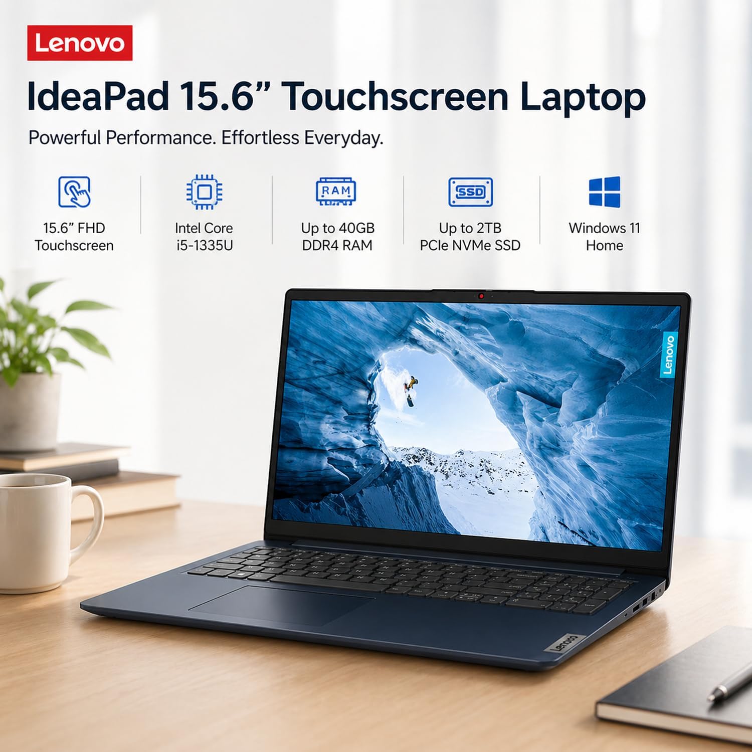Lenovo New 15.6" Touchscreen Business and Student Laptop(2025/2026 Edition), 10-Core Intel Core i5-1335U(Outperforms i7-1255U), 16GB RAM, 1TB SSD, Ultra Slim Design, Long Battery Life, Windows 11 Home