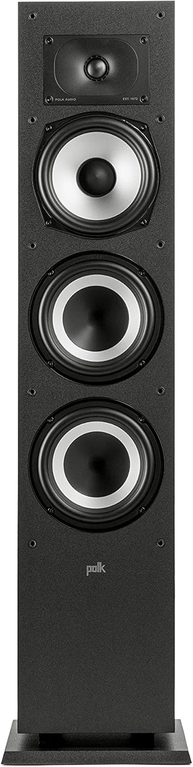Polk Monitor XT60 Tower Speaker - Hi-Res Audio Certified, Dolby Atmos, DTS:X & Auro 3D Compatible, 1" Tweeter, 6.5" Dynamically Balanced Woofer, (2) 6.5" Passive Radiators (Single, Midnight Black)