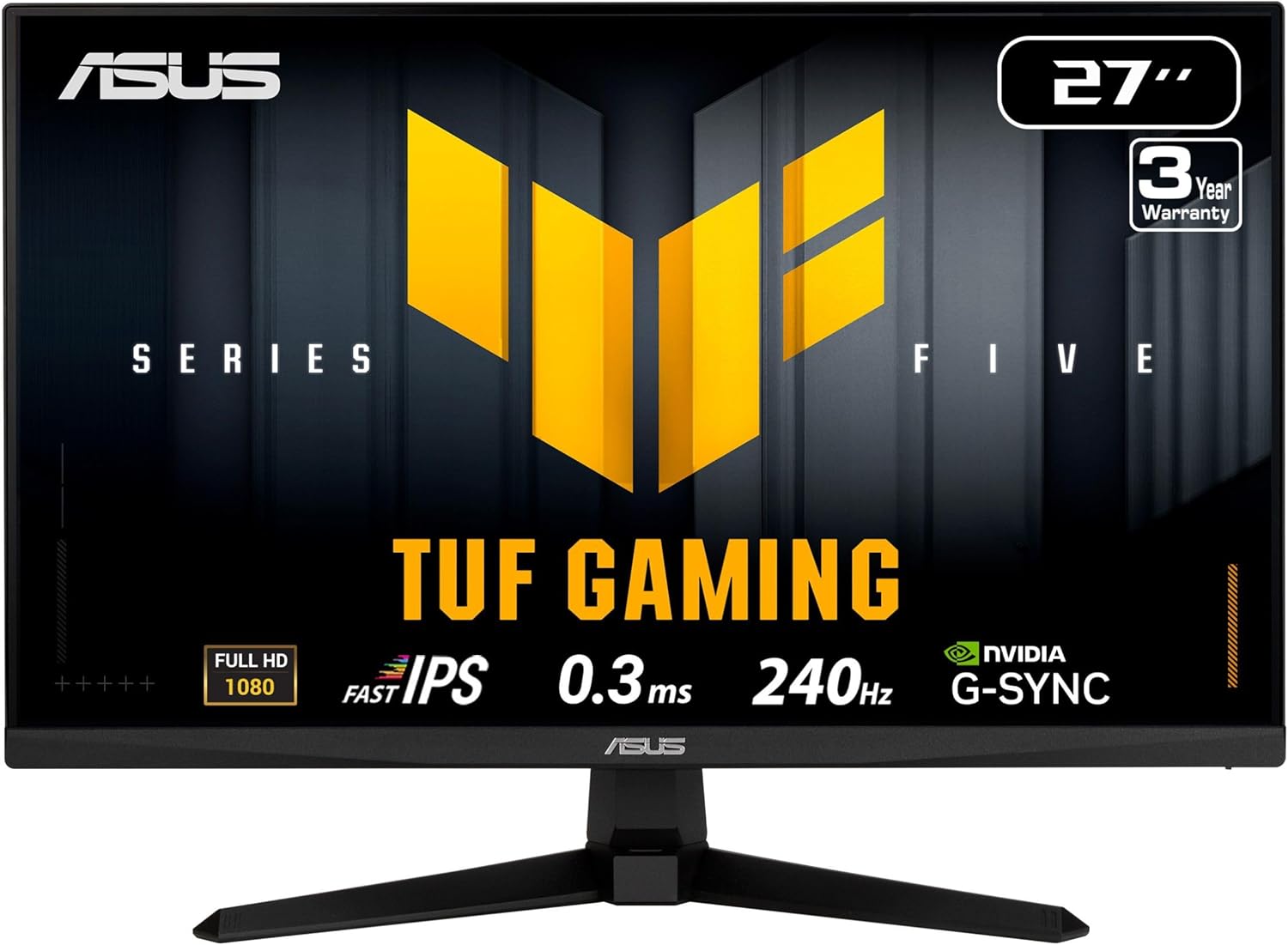 ASUS TUF Gaming 27”1080P Monitor (VG279QM5A) – Full HD (1920 x 1080), 240Hz, 0.3ms, Fast IPS, G-SYNC Compatible, Extreme Low Motion Blur Sync, 99% sRGB, DisplayWidget, Gaming AI, 3 yr Warranty