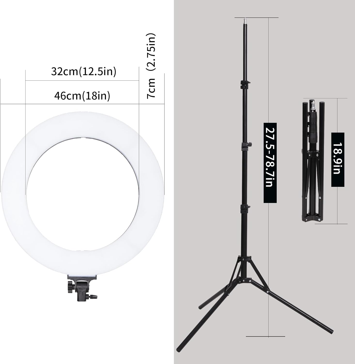 18" 60W LED Ring Light with Light Stand,Soft Tube,Phone Holder, Beauty Lighting Eyebrow Eyelash Extension Tattoo Lamp Makeup Selfie Live Streaming Dimmable Photography Studio Video Light