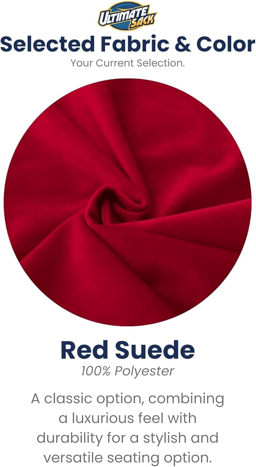 ULTIMATE SACK 5ft Bean Bag Chair & Footstool, Oversize Bean Bag Chair for Adults, Comfy Chair Bean Bag Couch Lounge Sofa Loveseat Furniture | Red Suede