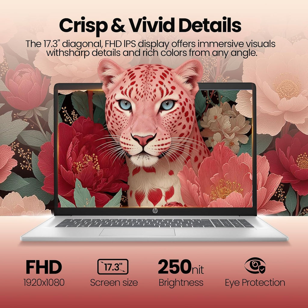 HP 17.3-inch Business Laptop 2026, Intel 10-Core i5-1334U, 12GB RAM, 512GB SSD, 17.3" FHD Anti-Glare Display, Backlit Keyboard, Fingerprint Reader, Wi-Fi 6, Windows 11 Pro, Business & Student Notebook
