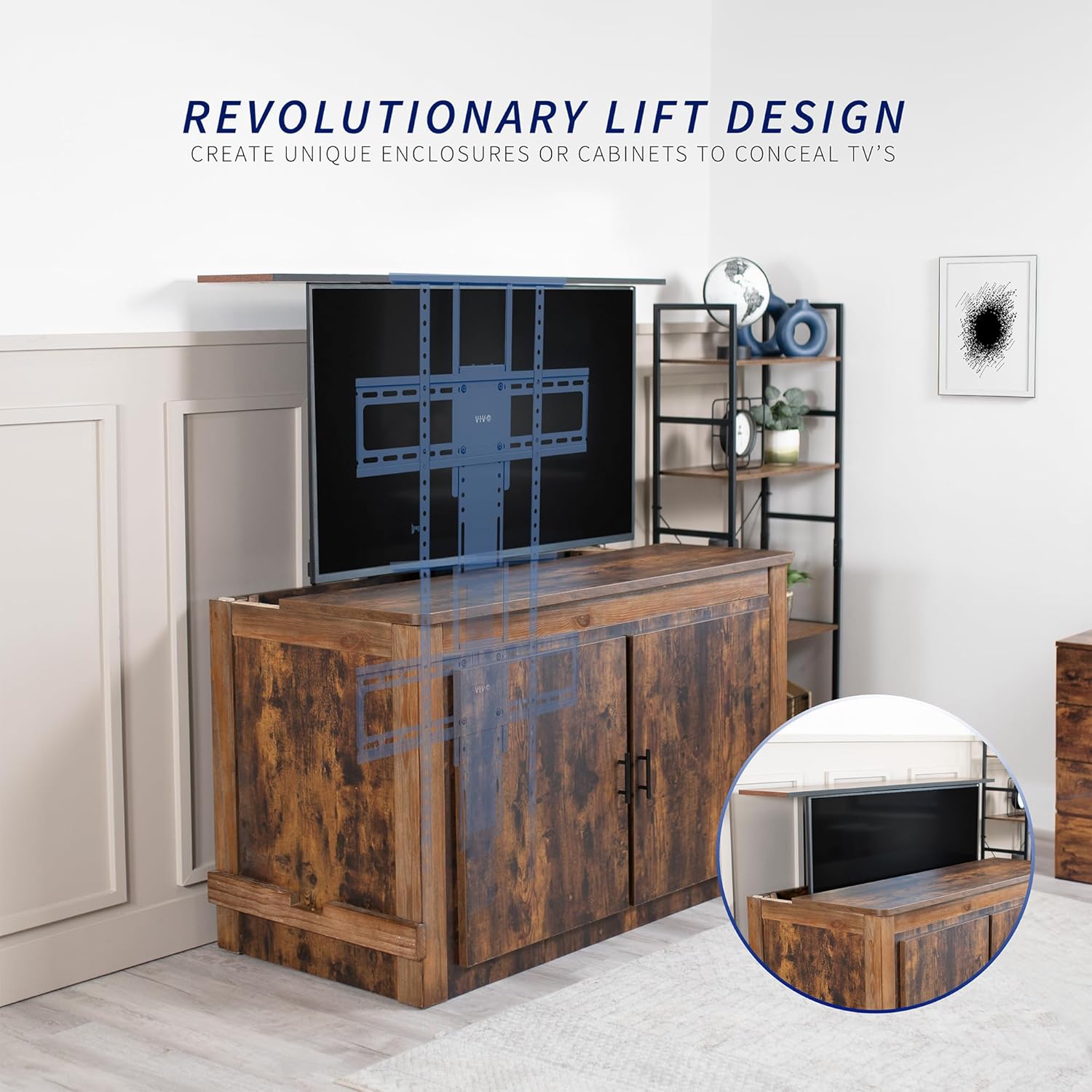 VIVO Motorized TV Stand for 32 to 65 inch Screens, Vertical Lift Television Stand with Remote Control, Compact TV Mount Bracket, MOUNT-E-UP65A