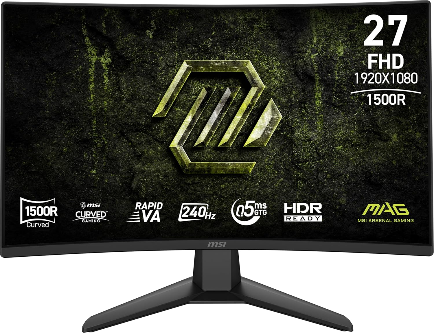 msi MAG 274CF X24 27-inch 1920 x 1080 (FHD) Gaming Monitor, 240Hz, FreeSync Premium, HDR Ready, HDMI, VGA Port, VESA Mountable, Tilt, 4-Side Slim Bezel, 0.5ms, Black