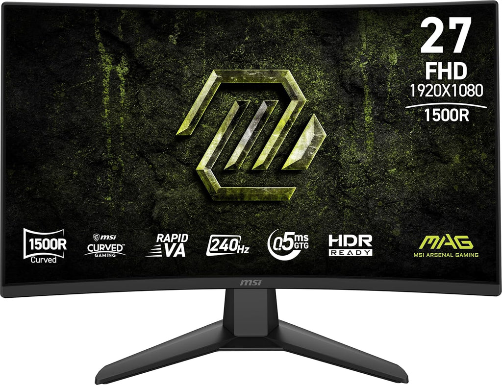 msi MAG 274CF X24 27-inch 1920 x 1080 (FHD) Gaming Monitor, 240Hz, FreeSync Premium, HDR Ready, HDMI, VGA Port, VESA Mountable, Tilt, 4-Side Slim Bezel, 0.5ms, Black