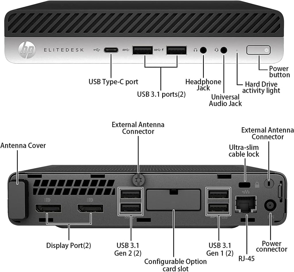 HP EliteDesk 800 G5 High-Performance Mini PC Desktop Computer, 9th Gen Intel Core i5-9500T, 32GB DDR4 RAM, 512GB SSD, Keyboard & Mouse, 4K Support, WiFi, Windows 11 Pro (Renewed)