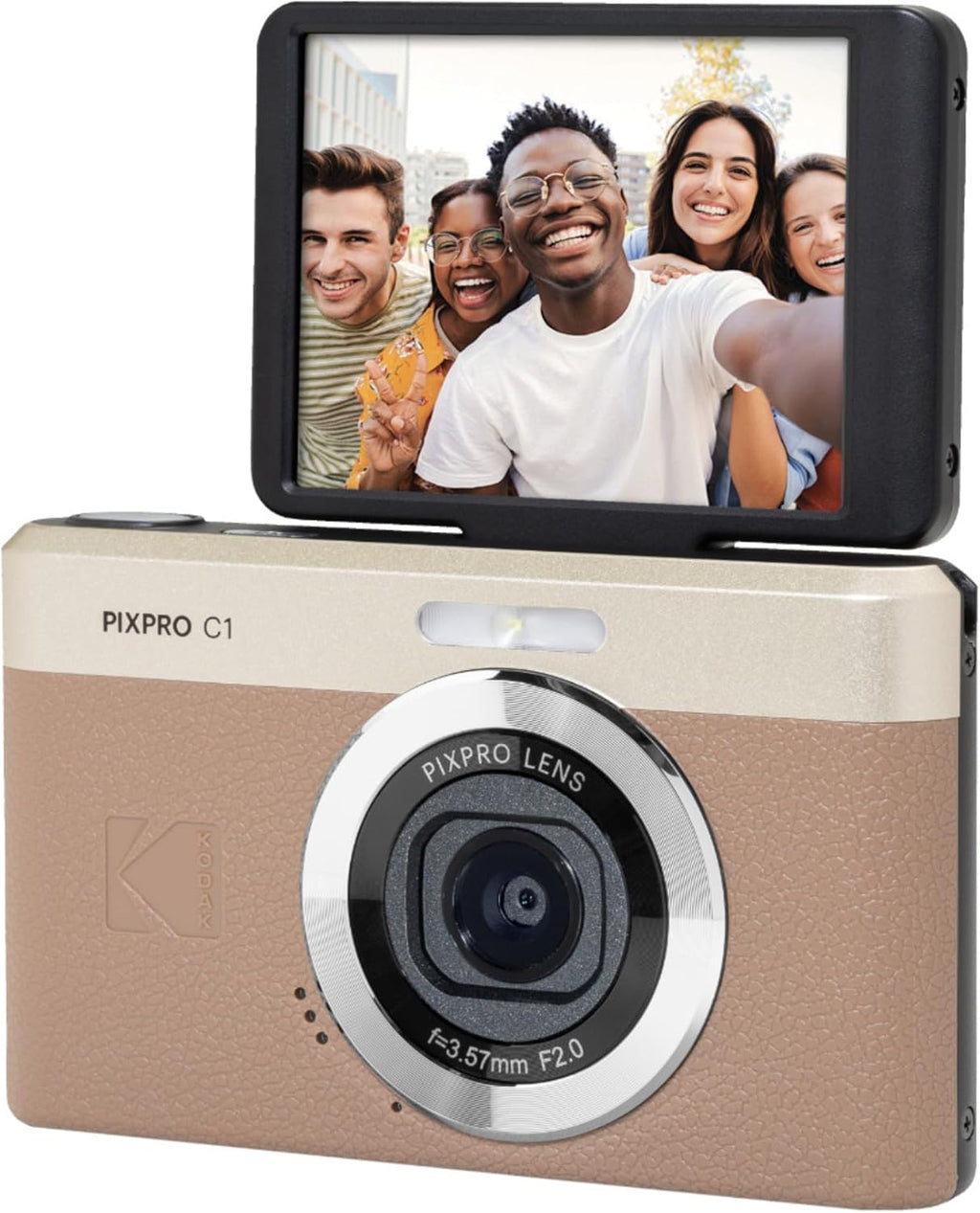 KODAK PIXPRO C1 13MP, 1080p Digital Camera (Brown) Bundle with 32GB MicroSD Card and Card Reader (3-Items)