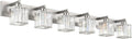 Aipsun Brushed Nickel Bathroom Light Fixtures 6 Light Vanity Lighting Fixture Crystal Modern Bathroom Vanity Light (Exclude Bulb)