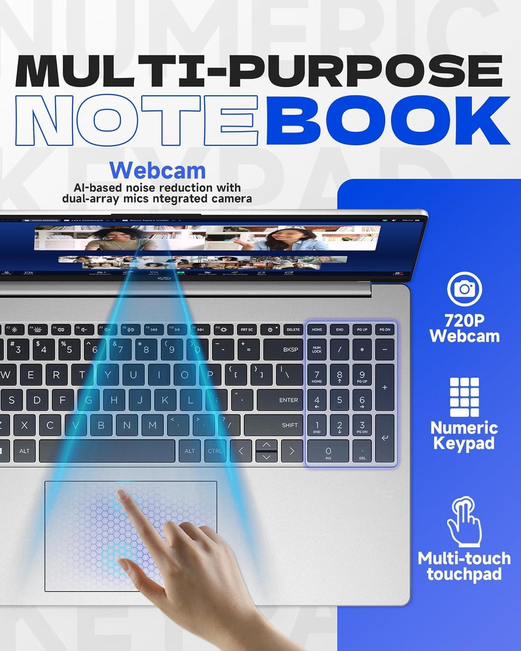 HP New 15.6 inch Laptop Computer, 2025/2026 Edition, Intel High-Performance 4 cores N100 CPU, 16GB RAM, 512GB SSD, Long Battery Life, Ultra-Quiet Design, Windows 11 Pro with Microsoft Office