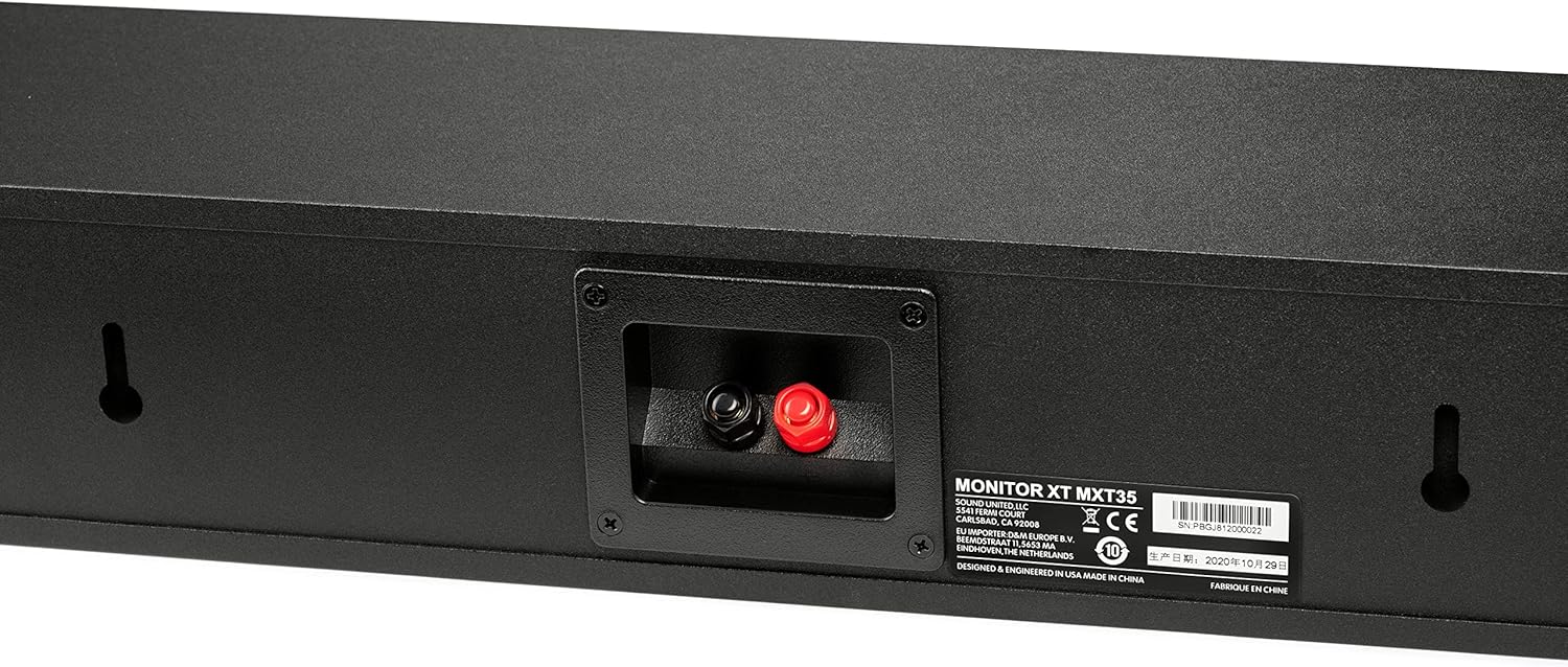Polk Monitor XT35 Slim Center Channel Speaker - Hi-Res Audio Certified, Dolby Atmos & DTS:X Compatible, 1" Terylene Tweeter & Four 3" Dynamically Balanced Woofers, Wall-Mountable, Midnight Black
