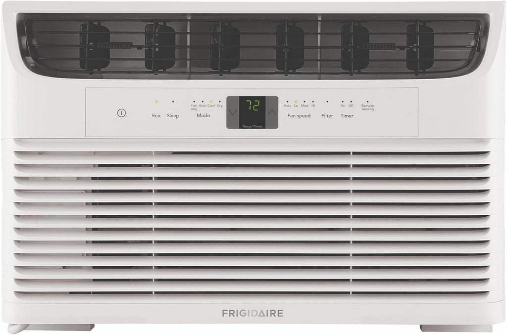 Frigidaire 6,000 BTU Window Air Conditioner with Remote Control, Cools Up to 250 Sq. Ft., Quiet Operation, Eco Mode, 3 Fan Speeds, Auto Restart, White
