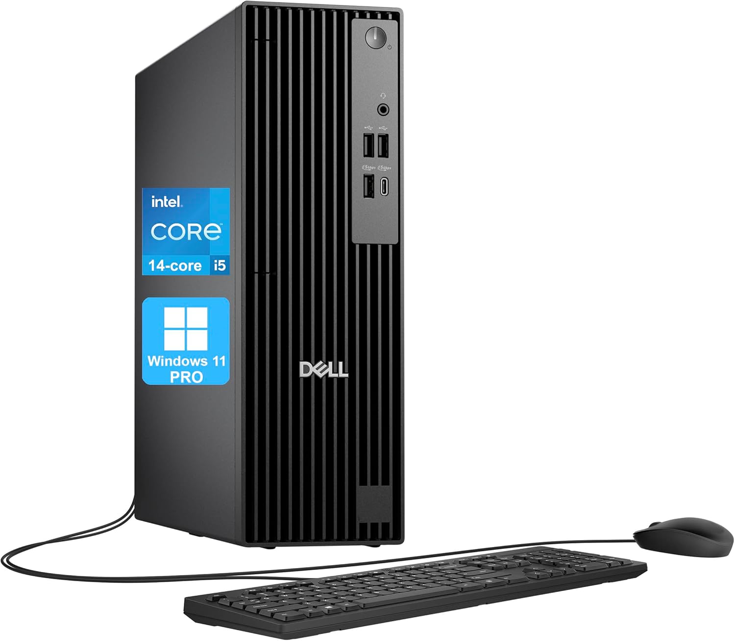 Dell Pro Slim QCS1250 SFF Desktop Computer (New-Gen of OptiPlex), 14-core Intel Core i5-14500, 16GB DDR5, 512GB SSD, DP + HDMI, Wi-Fi 6E, Bluetooth, RJ-45, USB-C, Wired KB & Mouse, Windows 11 Pro
