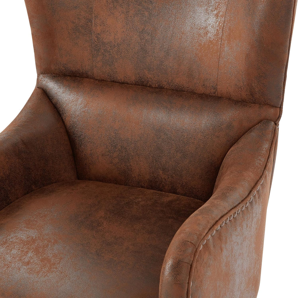 Christopher Knight Home Elber Mid-Century Modern Wingback Accent Chair Set of 2, Faux Suede Fabric Upholstered Club Chairs Set with Cushions, Wooden Comfy Reading Chair for Bedroom Living Room, Brown