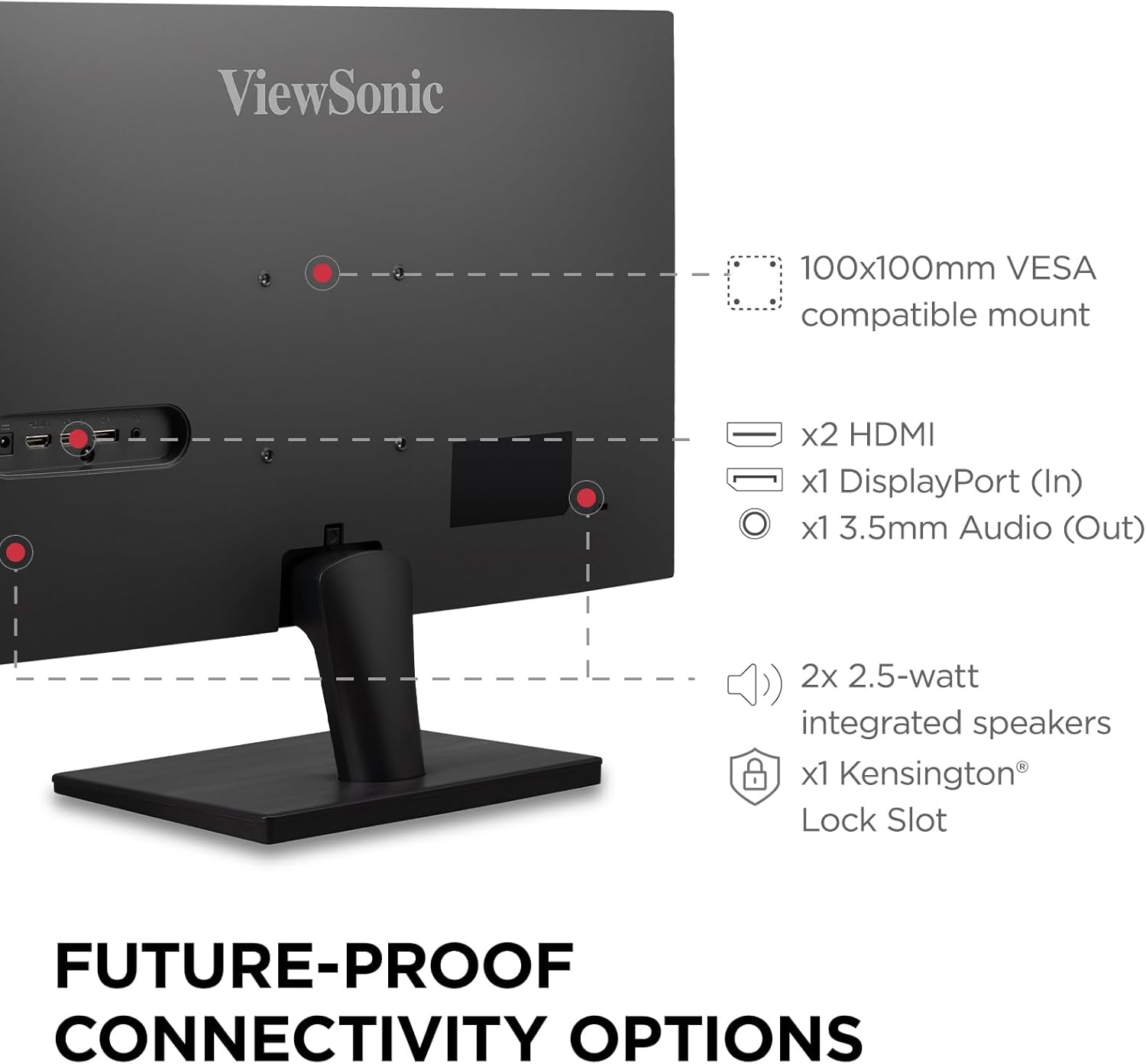 ViewSonic VS2725-2K 27 Inch 1440p Monitor, 100Hz Refresh Rate for Smooth Home and Office Viewing, Eye Care Technology, HDMI, and DisplayPort Inputs
