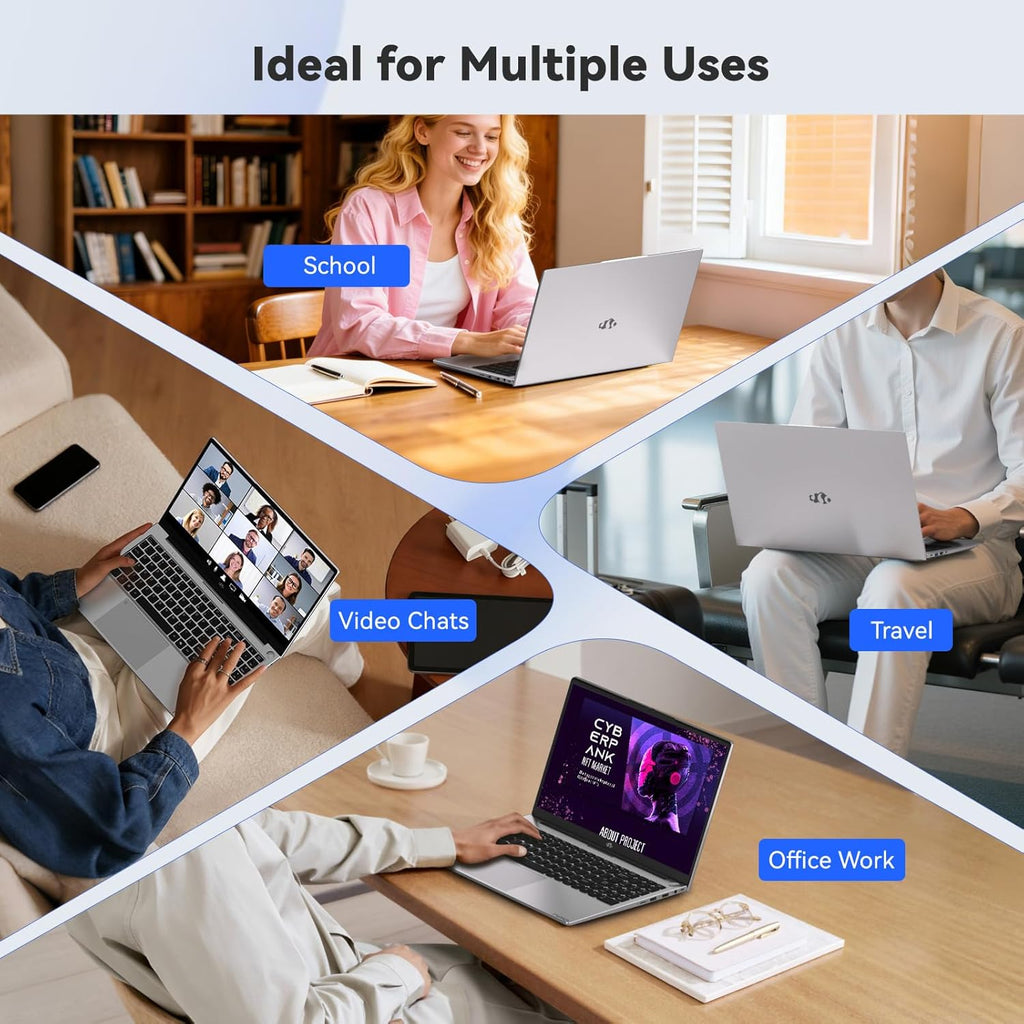 NIMO 15.6" FHD IPS Laptop, Intel Core i3-1215U (Beats i5-1135G7 Class), 16GB RAM, 512GB SSD, Windows 11 Home, Wi-Fi 6, Backlit Keyboard, Fingerprint, USB-C 65W Fast Charge, Bluetooth 5.2, 180° View